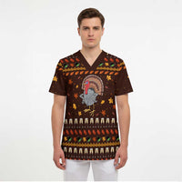 Turkey And WIne Christmas Scrub Top Xmas Holiday Patterns - Wonder Print Shop