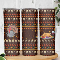 Turkey And WIne Christmas Skinny Tumbler Xmas Holiday Patterns - Wonder Print Shop