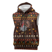 Turkey And WIne Christmas Sleeveless Zip Hoodie Xmas Holiday Patterns - Wonder Print Shop