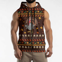 Turkey And WIne Christmas Sleeveless Zip Hoodie Xmas Holiday Patterns - Wonder Print Shop