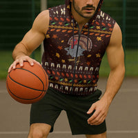 Turkey And WIne Christmas Sleeveless Zip Hoodie Xmas Holiday Patterns - Wonder Print Shop