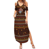 Turkey And WIne Christmas Summer Maxi Dress Xmas Holiday Patterns - Wonder Print Shop
