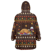 Turkey And WIne Christmas Wearable Blanket Hoodie Xmas Holiday Patterns - Wonder Print Shop
