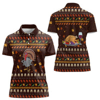 Turkey And WIne Christmas Women Polo Shirt Xmas Holiday Patterns - Wonder Print Shop