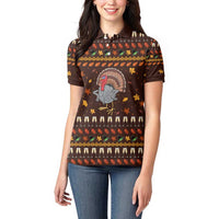 Turkey And WIne Christmas Women Polo Shirt Xmas Holiday Patterns - Wonder Print Shop