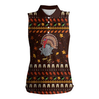 Turkey And WIne Christmas Women Sleeveless Polo Shirt Xmas Holiday Patterns - Wonder Print Shop