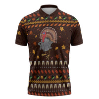 Turkey And WIne Christmas Zipper Polo Shirt Xmas Holiday Patterns - Wonder Print Shop