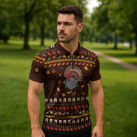 Turkey And WIne Christmas Zipper Polo Shirt Xmas Holiday Patterns - Wonder Print Shop