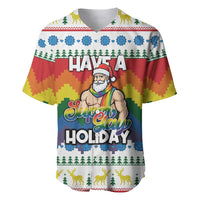 Have A Super Gay Holiday Christmas Baseball Jersey Xmas Holiday Patterns - Wonder Print Shop
