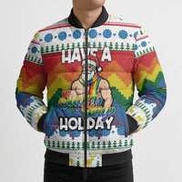 Have A Super Gay Holiday Christmas Bomber Puffer Jacket Xmas Holiday Patterns - Wonder Print Shop