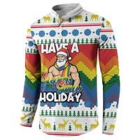 Have A Super Gay Holiday Christmas Button Sweatshirt Xmas Holiday Patterns - Wonder Print Shop