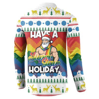Have A Super Gay Holiday Christmas Button Sweatshirt Xmas Holiday Patterns - Wonder Print Shop