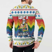 Have A Super Gay Holiday Christmas Button Sweatshirt Xmas Holiday Patterns - Wonder Print Shop