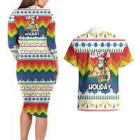 Have A Super Gay Holiday Christmas Couples Matching Long Sleeve Bodycon Dress and Hawaiian Shirt Xmas Holiday Patterns - Wonder Print Shop