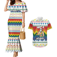 Have A Super Gay Holiday Christmas Couples Matching Mermaid Dress and Hawaiian Shirt Xmas Holiday Patterns - Wonder Print Shop