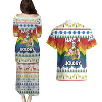 Have A Super Gay Holiday Christmas Couples Matching Puletasi and Hawaiian Shirt Xmas Holiday Patterns - Wonder Print Shop