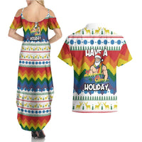 Have A Super Gay Holiday Christmas Couples Matching Summer Maxi Dress and Hawaiian Shirt Xmas Holiday Patterns - Wonder Print Shop