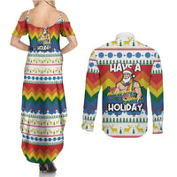 Have A Super Gay Holiday Christmas Couples Matching Summer Maxi Dress and Long Sleeve Button Shirt Xmas Holiday Patterns - Wonder Print Shop