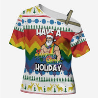 Have A Super Gay Holiday Christmas Cross Shoulder Shirt Xmas Holiday Patterns - Wonder Print Shop