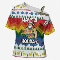 Have A Super Gay Holiday Christmas Cross Shoulder Shirt Xmas Holiday Patterns - Wonder Print Shop