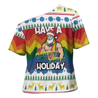 Have A Super Gay Holiday Christmas Cross Shoulder Shirt Xmas Holiday Patterns - Wonder Print Shop