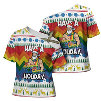 Have A Super Gay Holiday Christmas Cross Shoulder Shirt Xmas Holiday Patterns - Wonder Print Shop