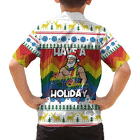Have A Super Gay Holiday Christmas Family Matching Off The Shoulder Long Sleeve Dress and Hawaiian Shirt Xmas Holiday Patterns - Wonder Print Shop