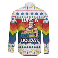 Have A Super Gay Holiday Christmas Family Matching Off The Shoulder Long Sleeve Dress and Hawaiian Shirt Xmas Holiday Patterns - Wonder Print Shop