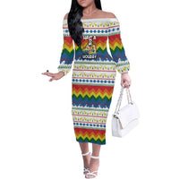 Have A Super Gay Holiday Christmas Family Matching Off The Shoulder Long Sleeve Dress and Hawaiian Shirt Xmas Holiday Patterns - Wonder Print Shop