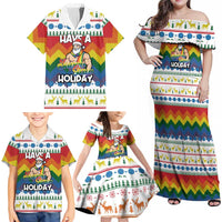 Have A Super Gay Holiday Christmas Family Matching Off Shoulder Maxi Dress and Hawaiian Shirt Xmas Holiday Patterns - Wonder Print Shop