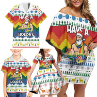Have A Super Gay Holiday Christmas Family Matching Off Shoulder Short Dress and Hawaiian Shirt Xmas Holiday Patterns - Wonder Print Shop