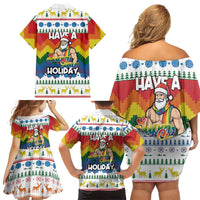 Have A Super Gay Holiday Christmas Family Matching Off Shoulder Short Dress and Hawaiian Shirt Xmas Holiday Patterns - Wonder Print Shop