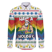 Have A Super Gay Holiday Christmas Family Matching Off Shoulder Short Dress and Hawaiian Shirt Xmas Holiday Patterns - Wonder Print Shop