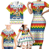 Have A Super Gay Holiday Christmas Family Matching Short Sleeve Bodycon Dress and Hawaiian Shirt Xmas Holiday Patterns - Wonder Print Shop