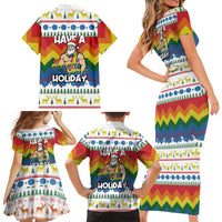 Have A Super Gay Holiday Christmas Family Matching Short Sleeve Bodycon Dress and Hawaiian Shirt Xmas Holiday Patterns - Wonder Print Shop