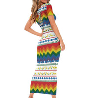 Have A Super Gay Holiday Christmas Family Matching Short Sleeve Bodycon Dress and Hawaiian Shirt Xmas Holiday Patterns - Wonder Print Shop