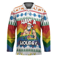 Have A Super Gay Holiday Christmas Hockey Jersey Xmas Holiday Patterns - Wonder Print Shop