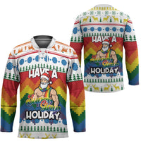 Have A Super Gay Holiday Christmas Hockey Jersey Xmas Holiday Patterns - Wonder Print Shop