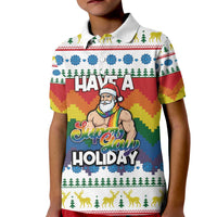 Have A Super Gay Holiday Christmas Kid Polo Shirt Xmas Holiday Patterns - Wonder Print Shop