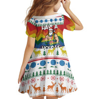 Have A Super Gay Holiday Christmas Kid Short Sleeve Dress Xmas Holiday Patterns - Wonder Print Shop