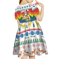 Have A Super Gay Holiday Christmas Kid Short Sleeve Dress Xmas Holiday Patterns - Wonder Print Shop