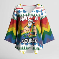 Have A Super Gay Holiday Christmas Kimono Sleeve Blouse Xmas Holiday Patterns - Wonder Print Shop