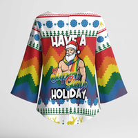 Have A Super Gay Holiday Christmas Kimono Sleeve Blouse Xmas Holiday Patterns - Wonder Print Shop