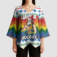 Have A Super Gay Holiday Christmas Kimono Sleeve Blouse Xmas Holiday Patterns - Wonder Print Shop