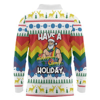 Have A Super Gay Holiday Christmas Long Sleeve Polo Shirt Xmas Holiday Patterns - Wonder Print Shop