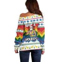 Have A Super Gay Holiday Christmas Off Shoulder Sweater Xmas Holiday Patterns - Wonder Print Shop