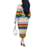 Have A Super Gay Holiday Christmas Off The Shoulder Long Sleeve Dress Xmas Holiday Patterns - Wonder Print Shop