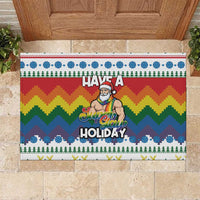 Have A Super Gay Holiday Christmas Rubber Doormat Xmas Holiday Patterns - Wonder Print Shop