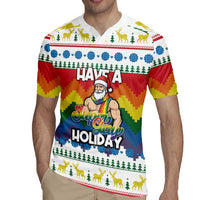Have A Super Gay Holiday Christmas Rugby Jersey Xmas Holiday Patterns - Wonder Print Shop