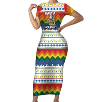 Have A Super Gay Holiday Christmas Short Sleeve Bodycon Dress Xmas Holiday Patterns - Wonder Print Shop